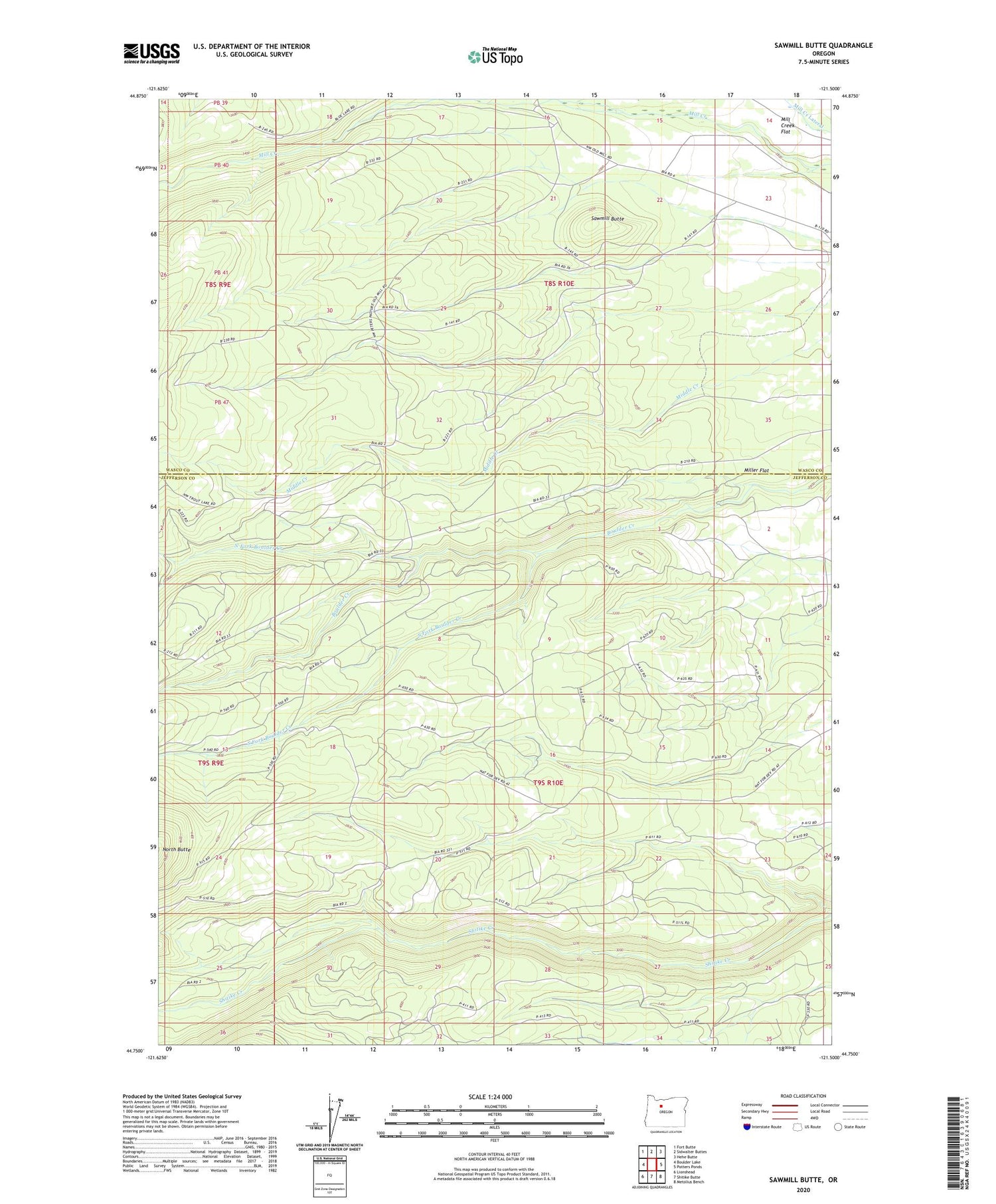 Sawmill Butte Oregon US Topo Map Image