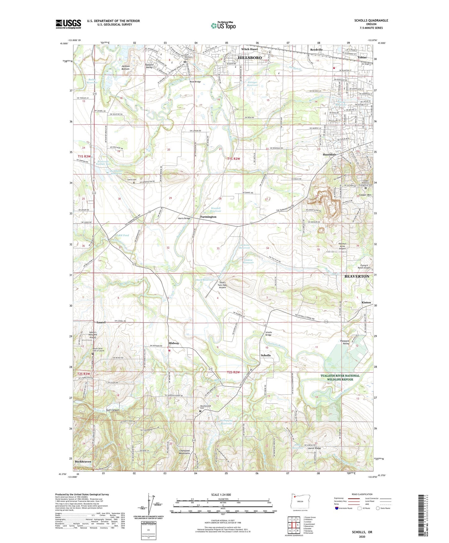 Scholls Oregon US Topo Map Image