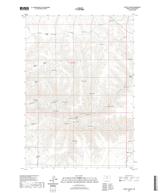 Schott Canyon Oregon US Topo Map Image