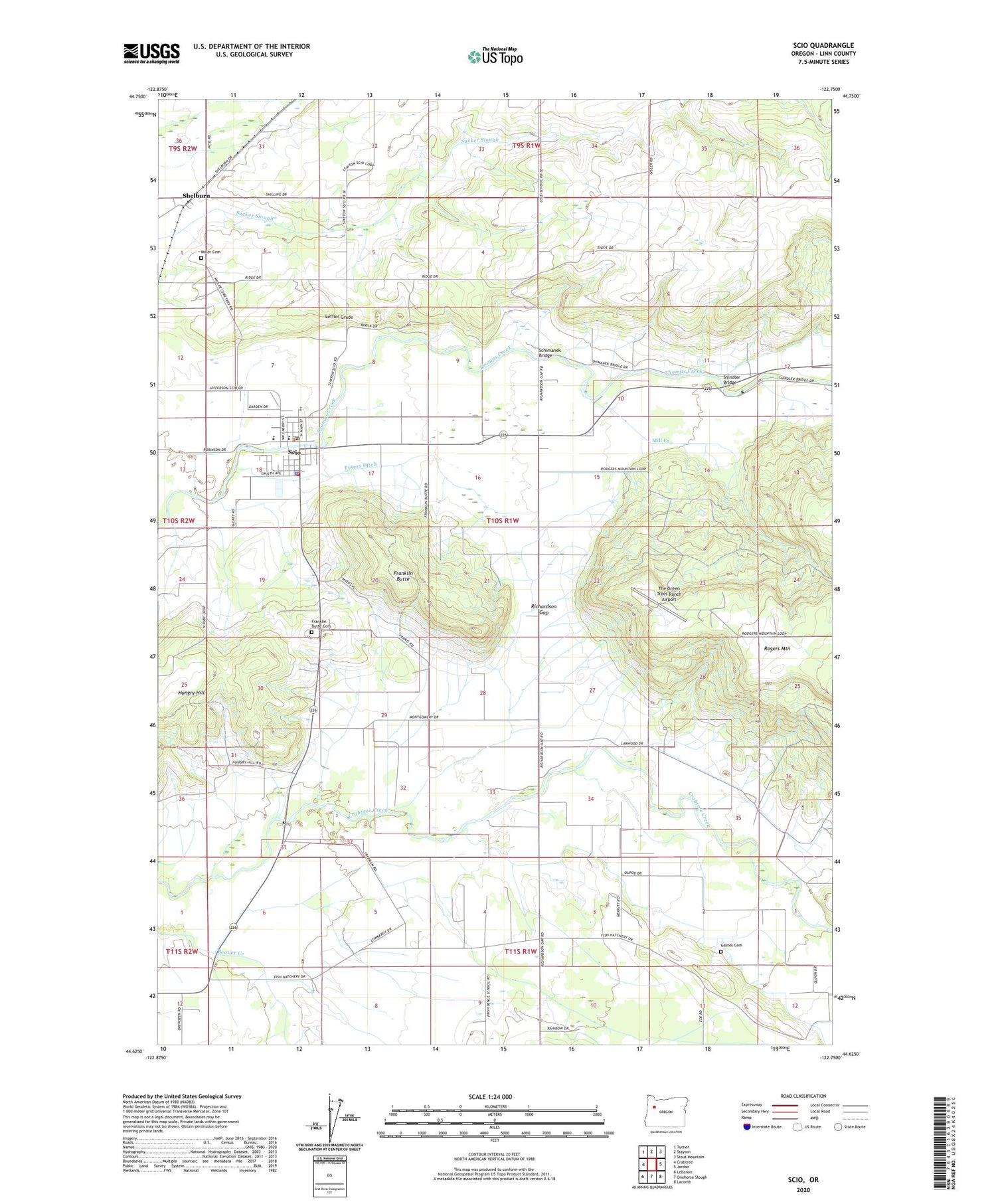 Scio Oregon US Topo Map Image