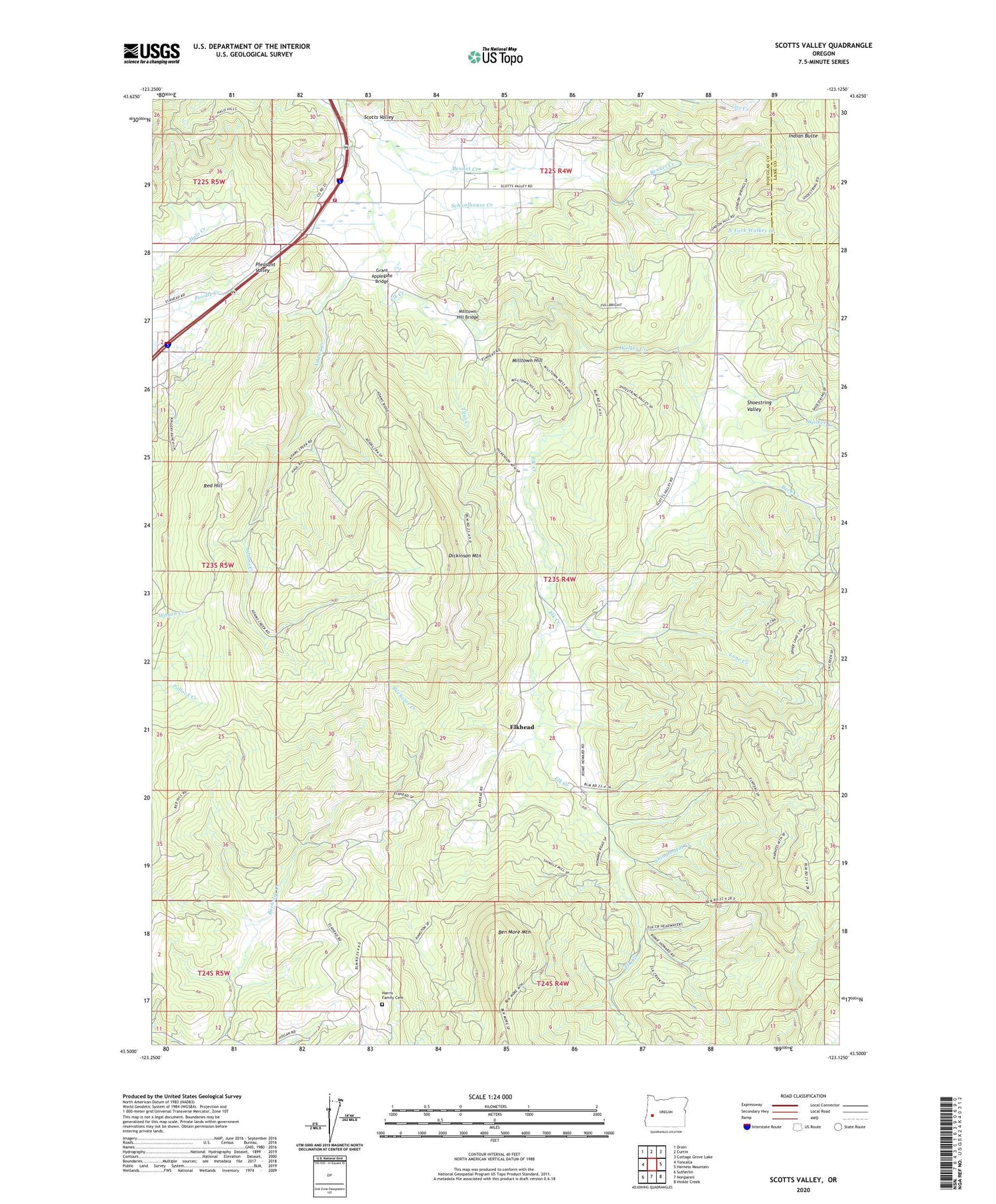 Scotts Valley Oregon US Topo Map Image