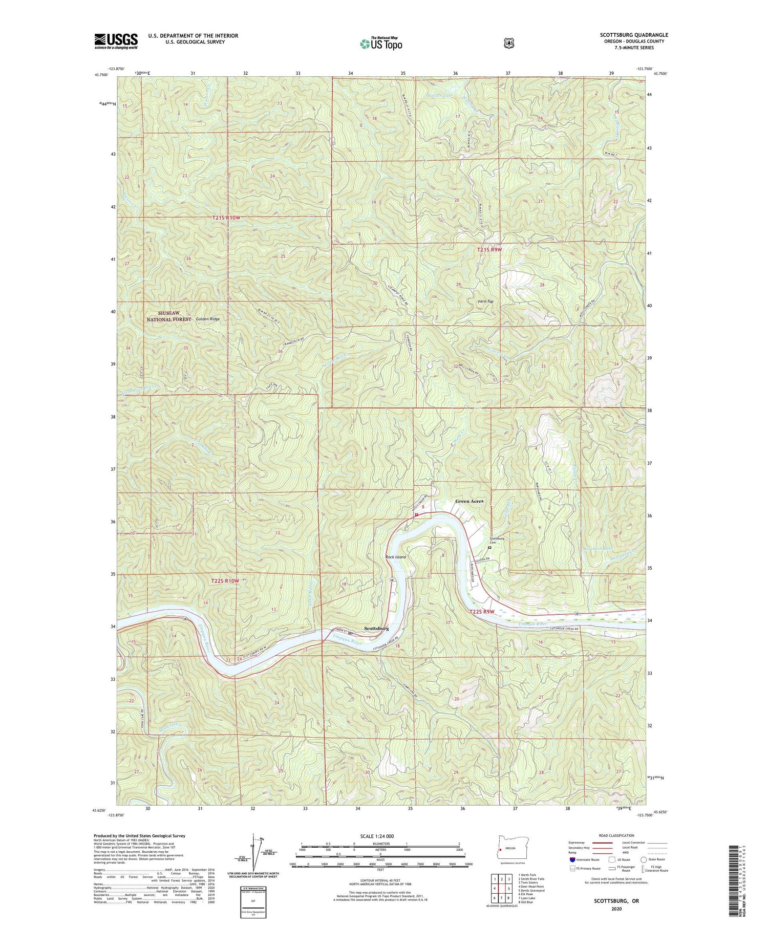 Scottsburg Oregon US Topo Map Image