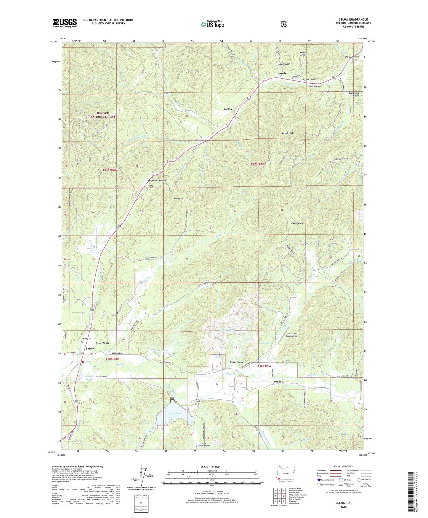 Selma Oregon US Topo Map Image