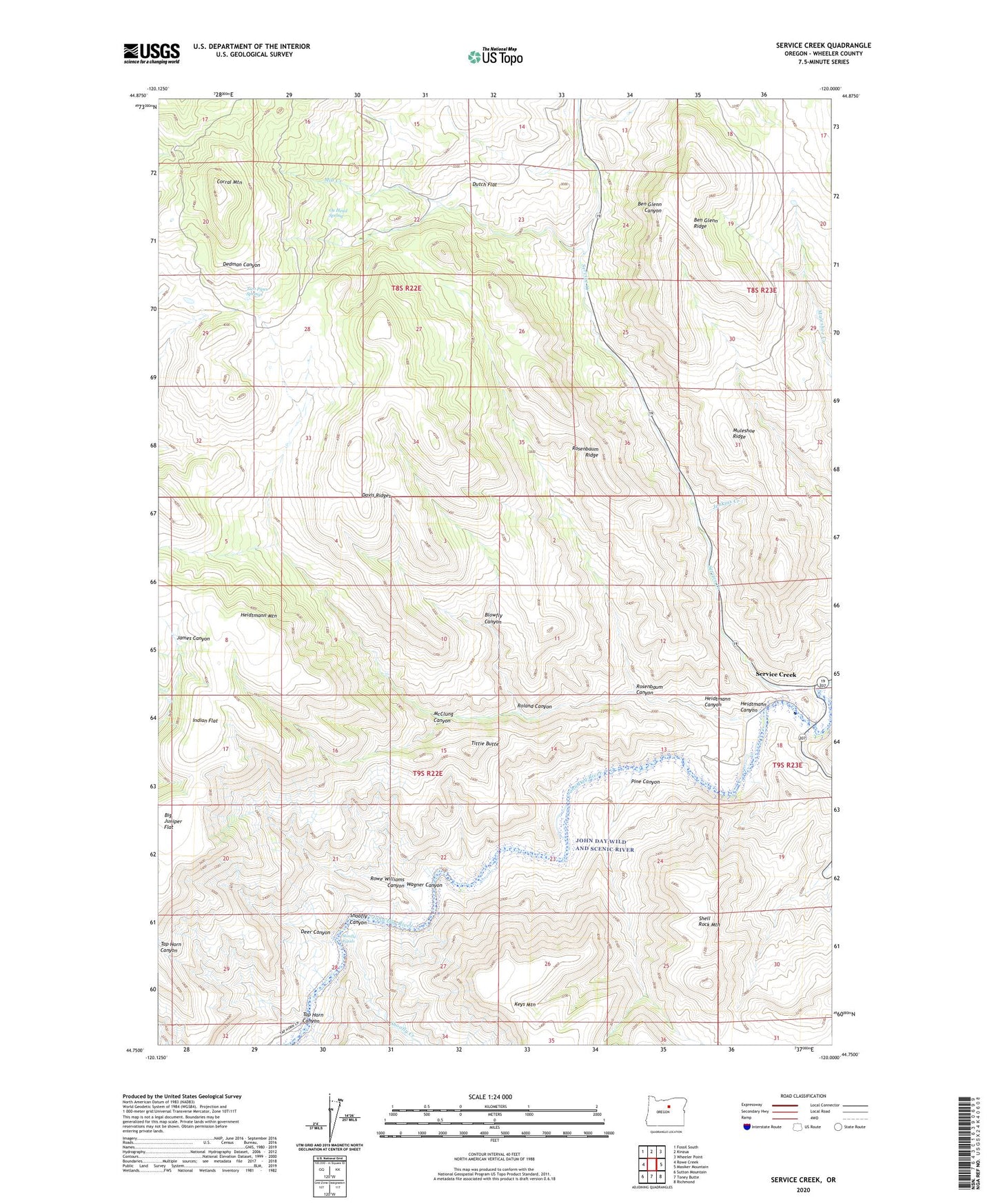 Service Creek Oregon US Topo Map Image