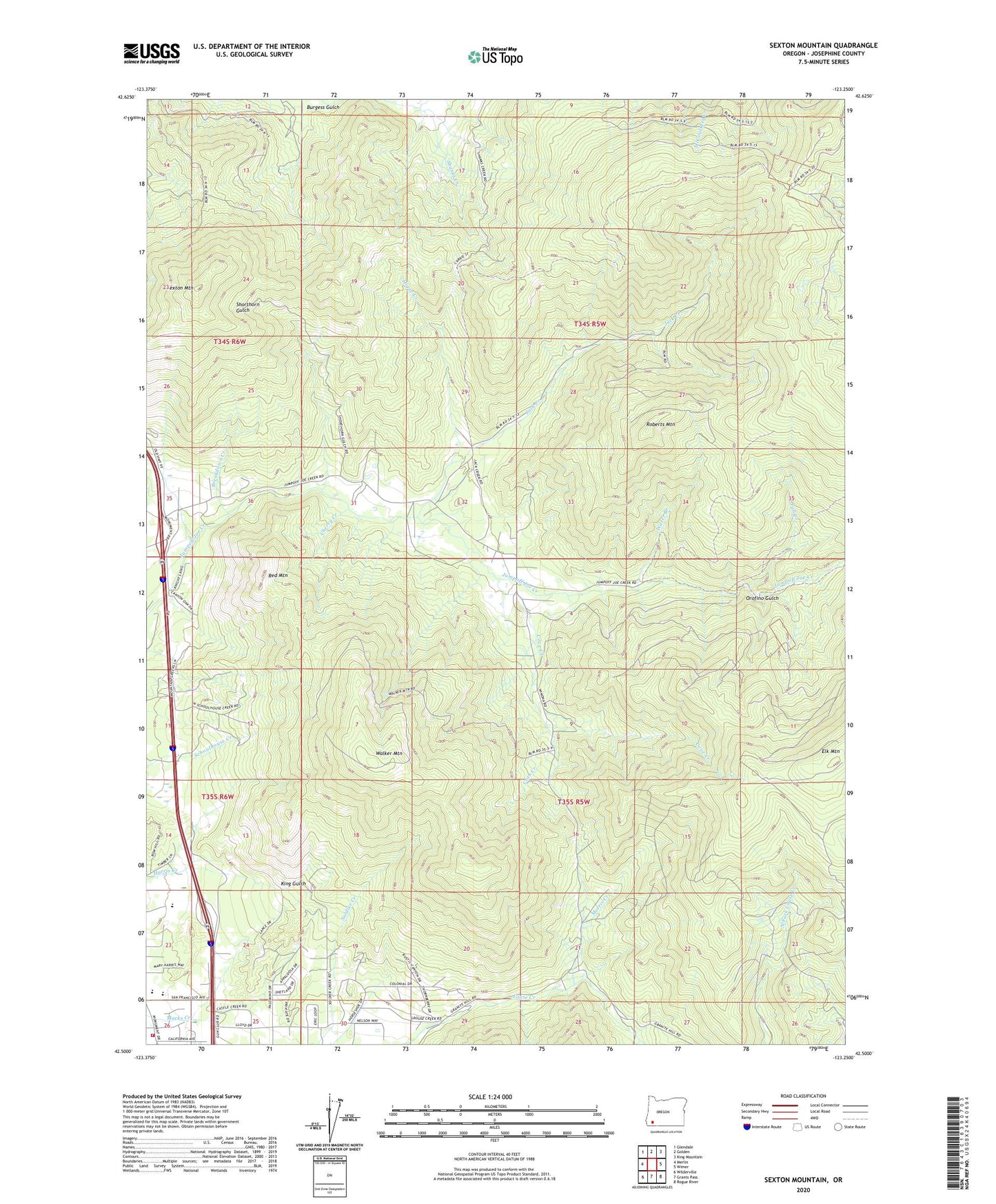 Sexton Mountain Oregon US Topo Map Image