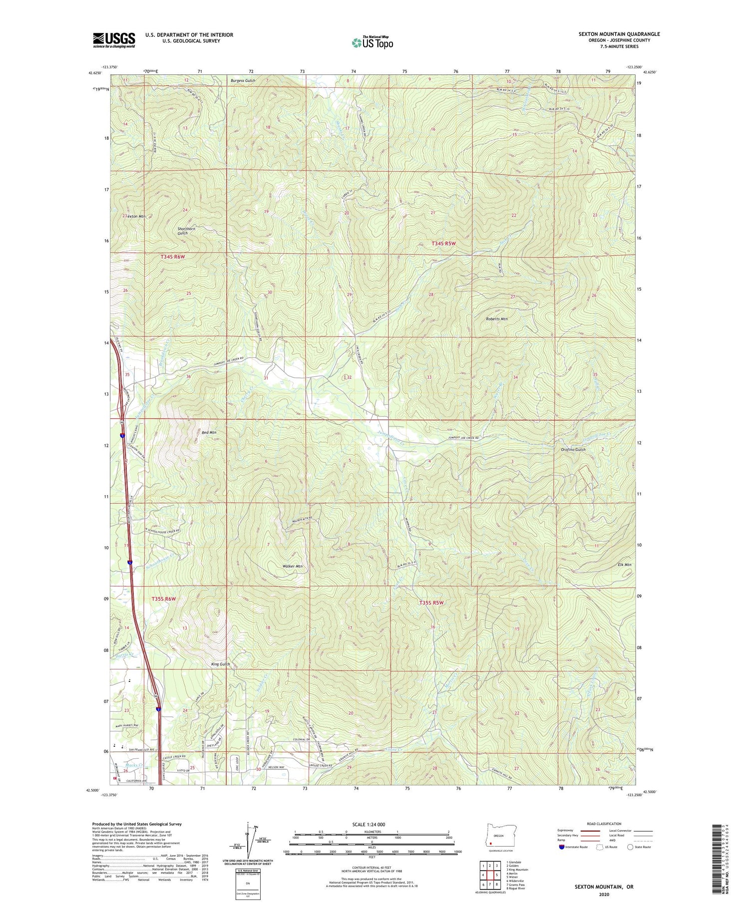 Sexton Mountain Oregon US Topo Map Image