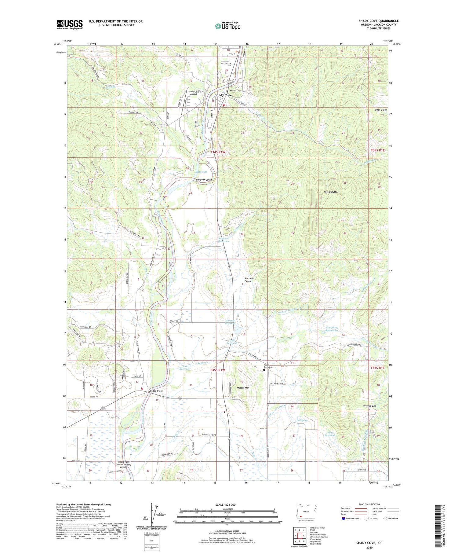 Shady Cove Oregon US Topo Map Image