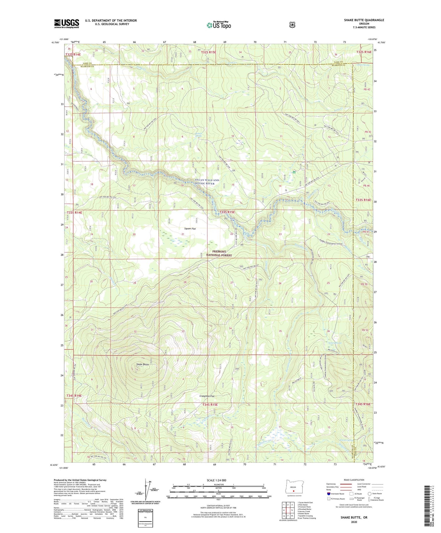Shake Butte Oregon US Topo Map Image