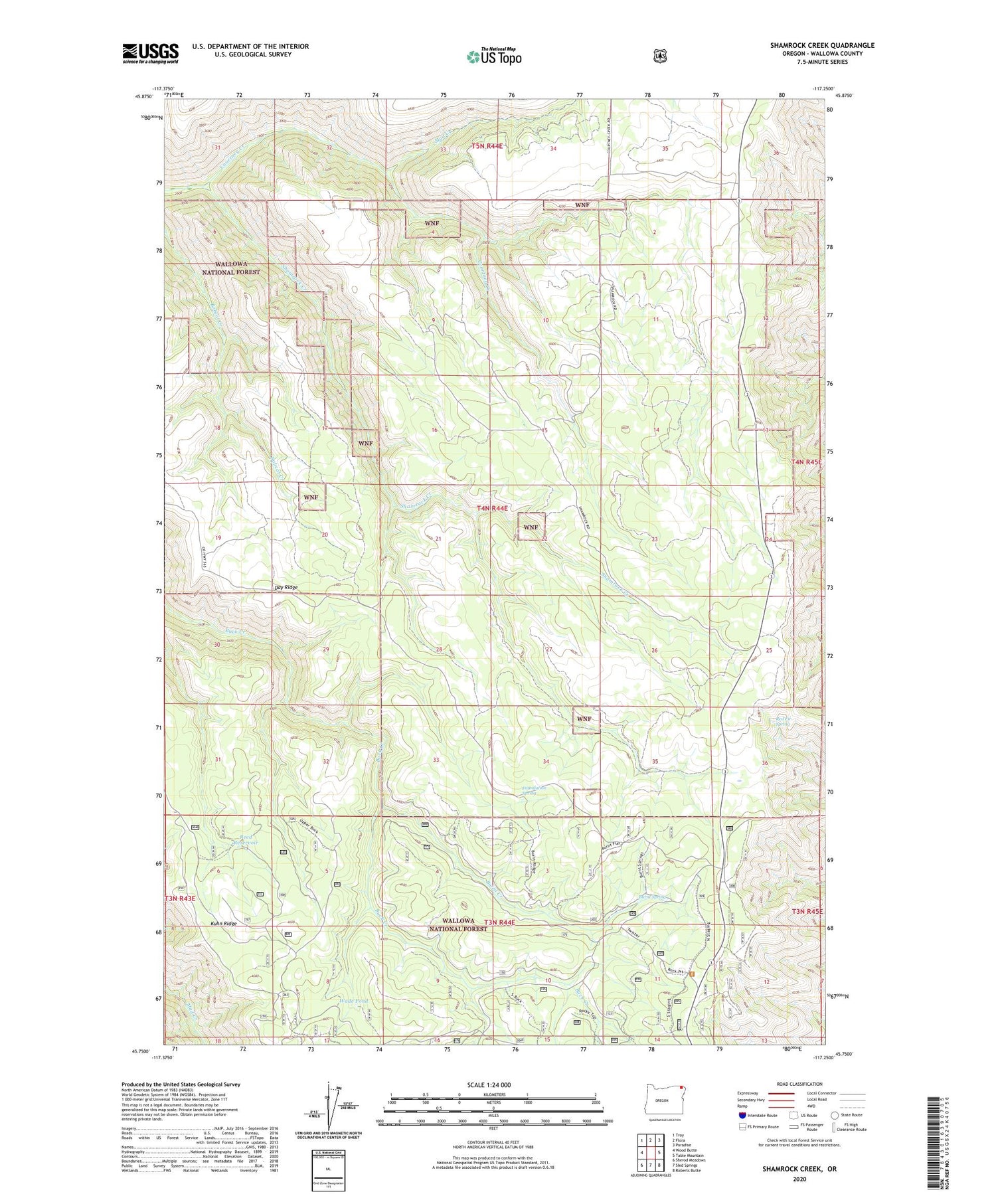 Shamrock Creek Oregon US Topo Map Image