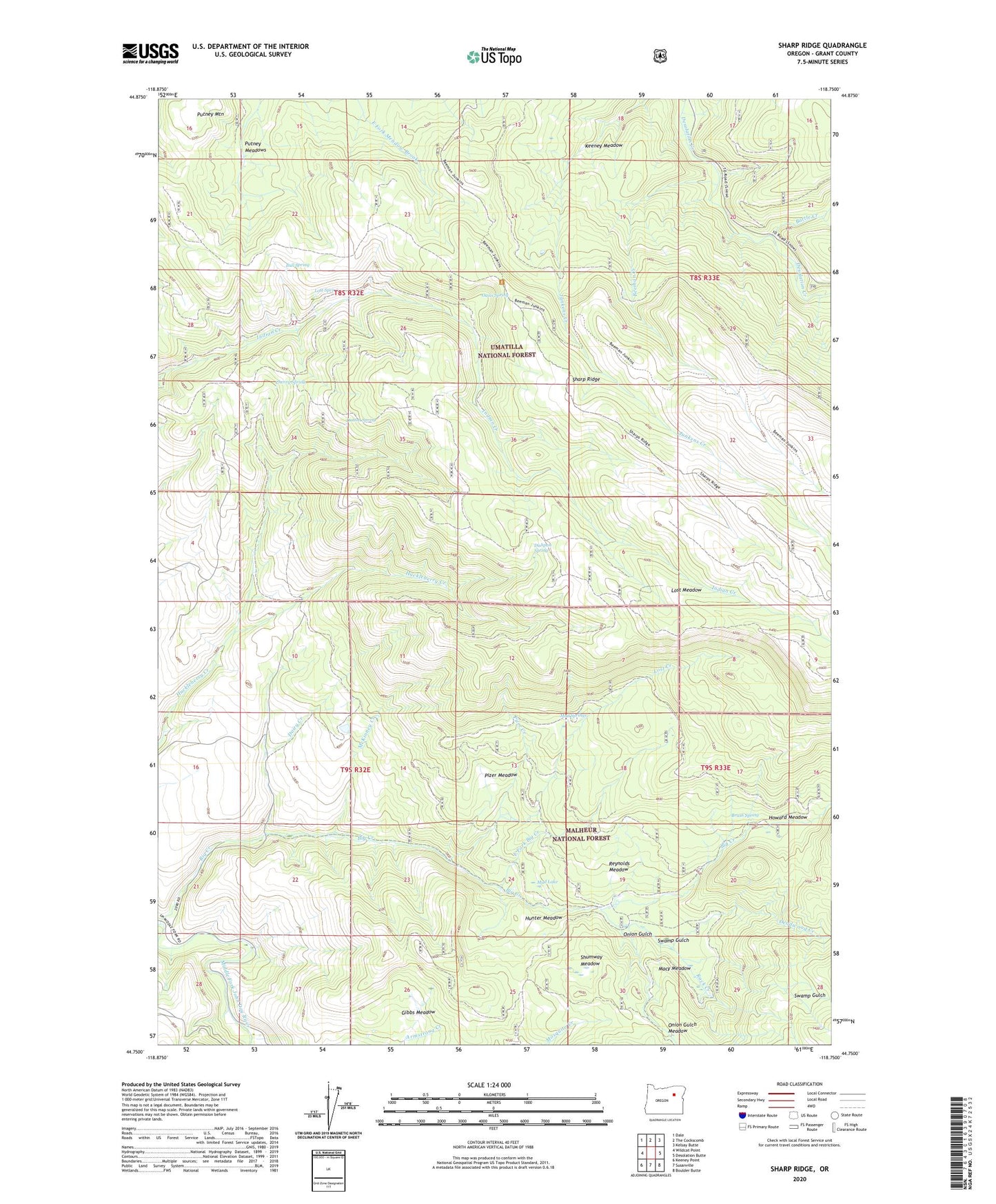 Sharp Ridge Oregon US Topo Map Image