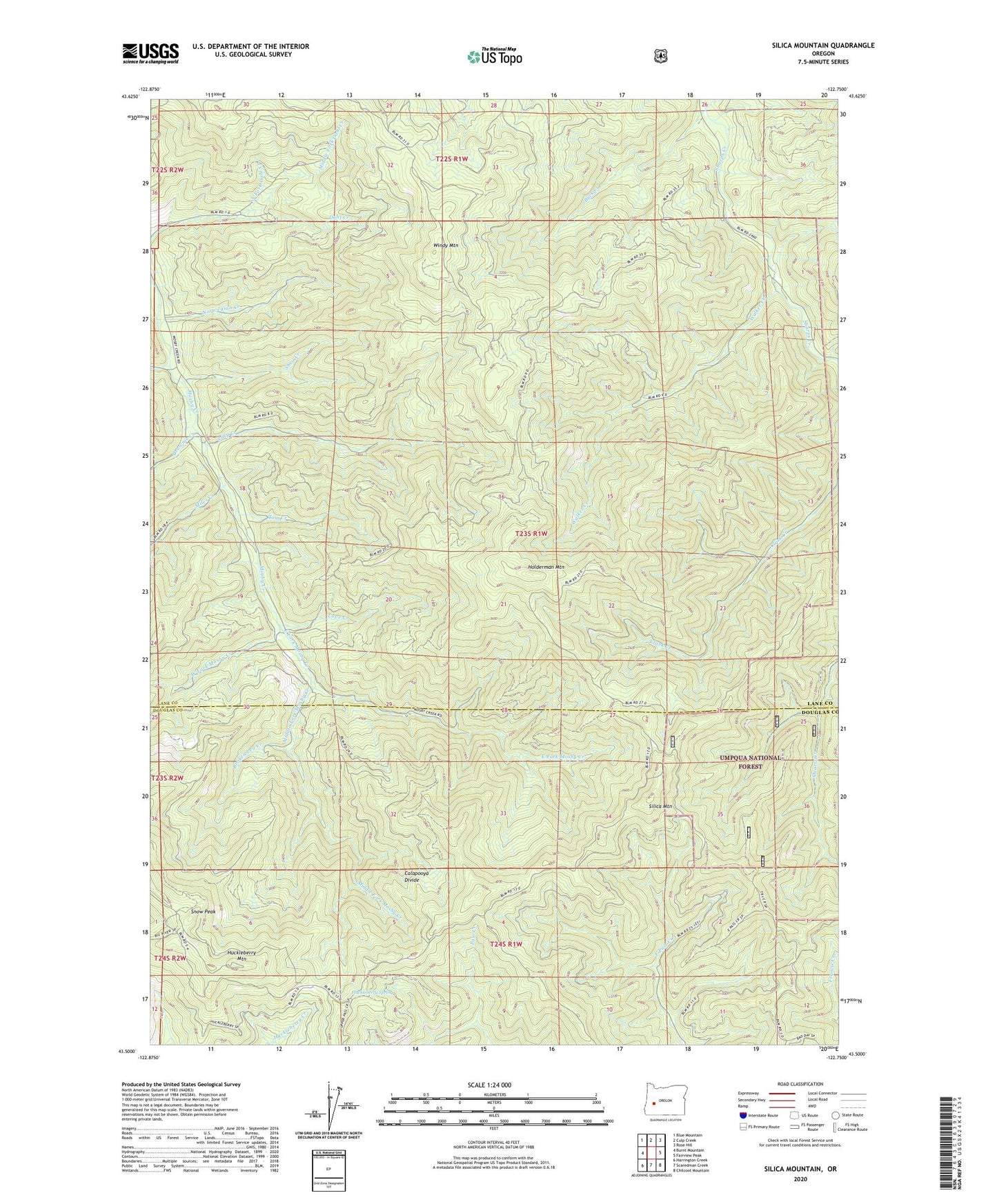 Silica Mountain Oregon US Topo Map Image