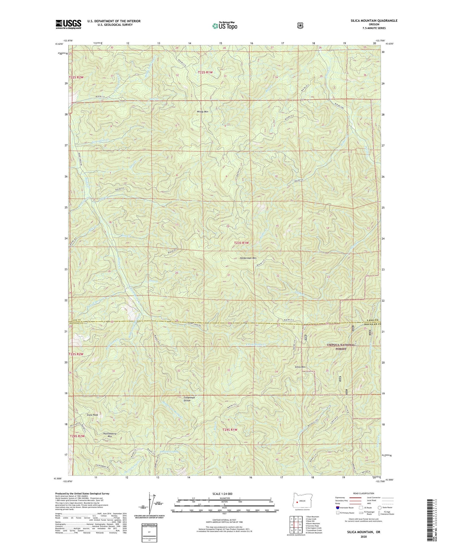 Silica Mountain Oregon US Topo Map Image