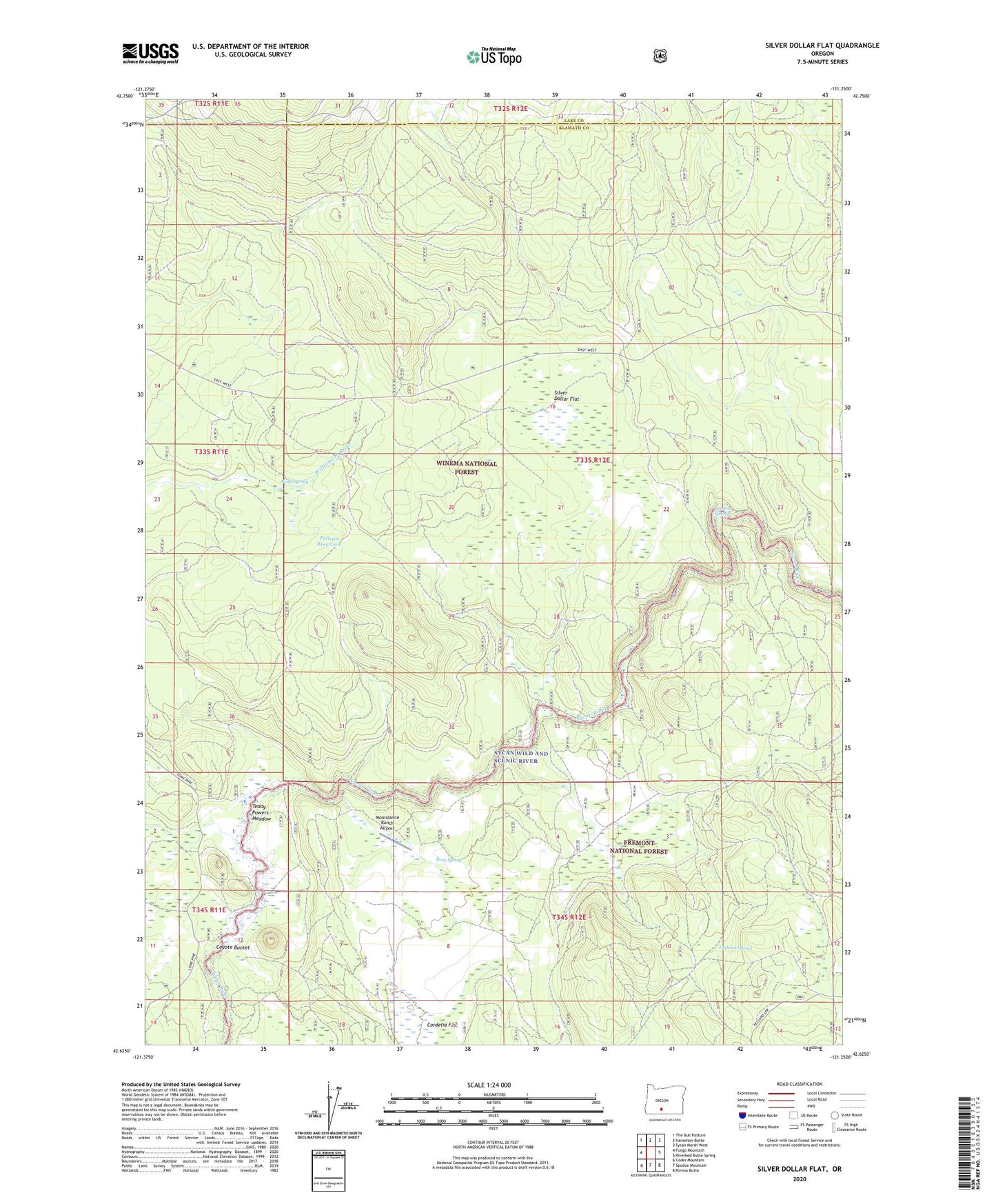 Silver Dollar Flat Oregon US Topo Map Image