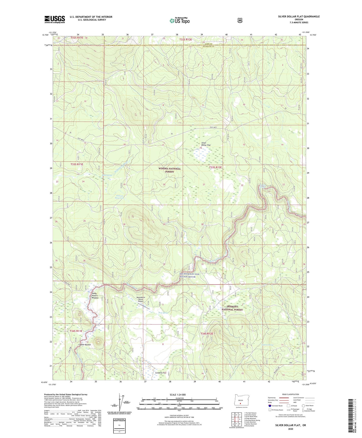 Silver Dollar Flat Oregon US Topo Map Image