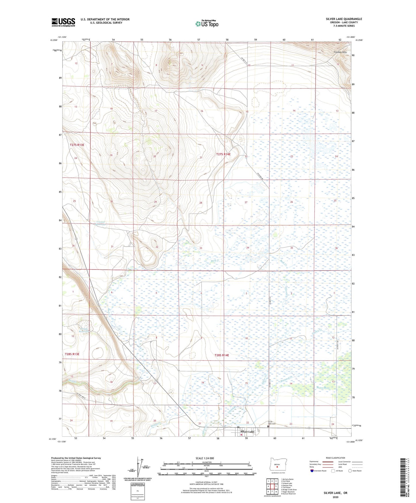 Silver Lake Oregon US Topo Map Image