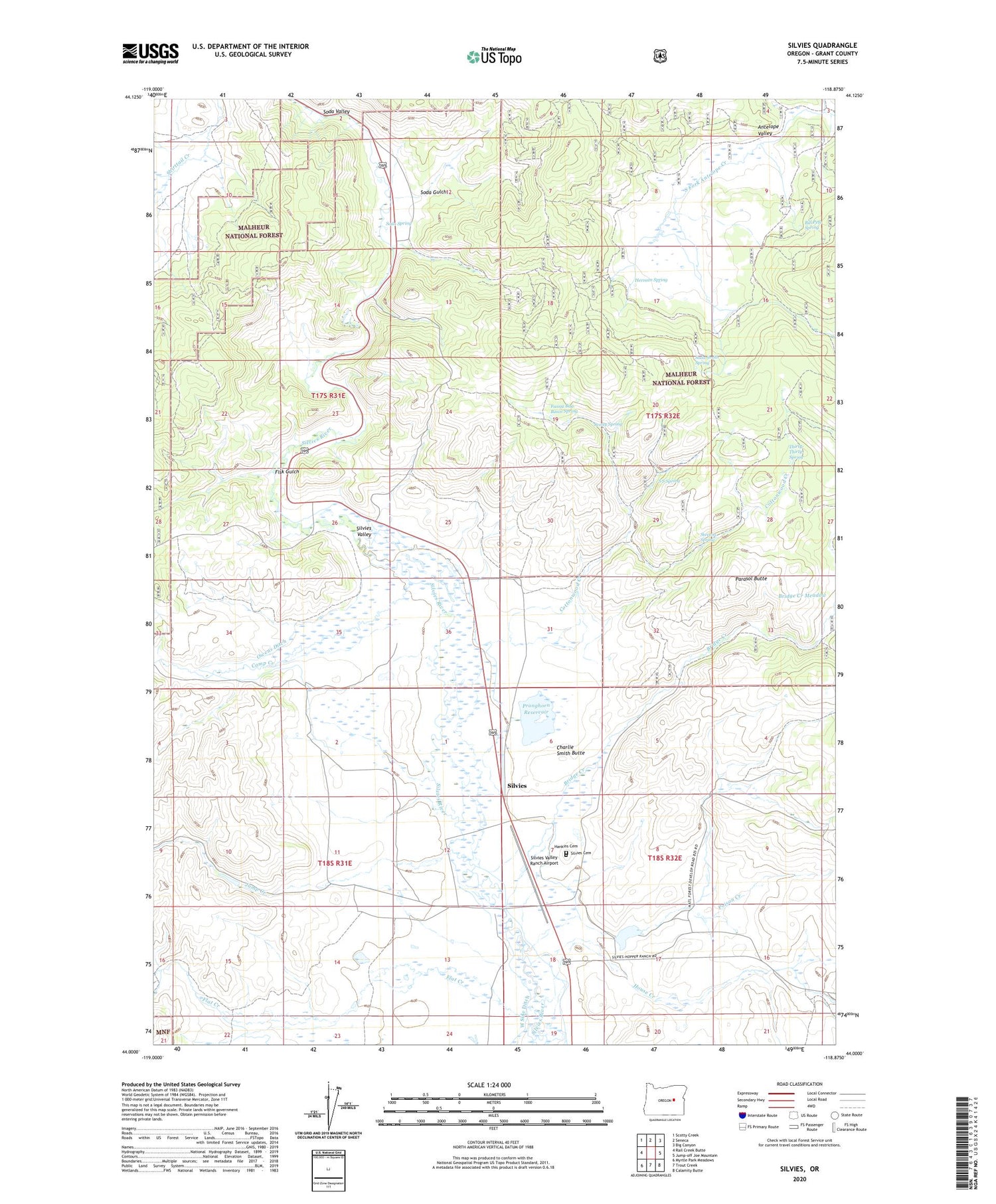 Silvies Oregon US Topo Map Image