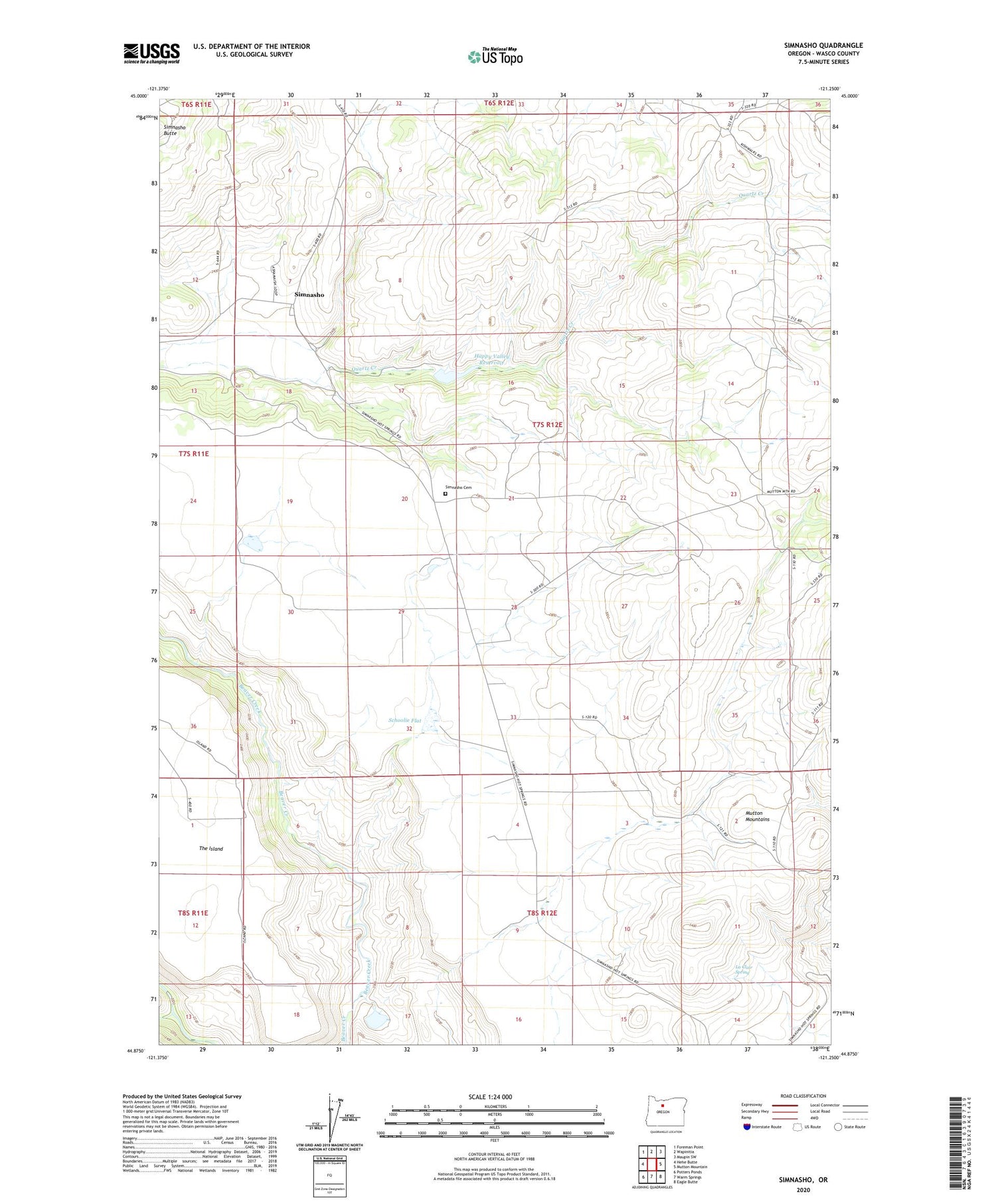 Simnasho Oregon US Topo Map Image