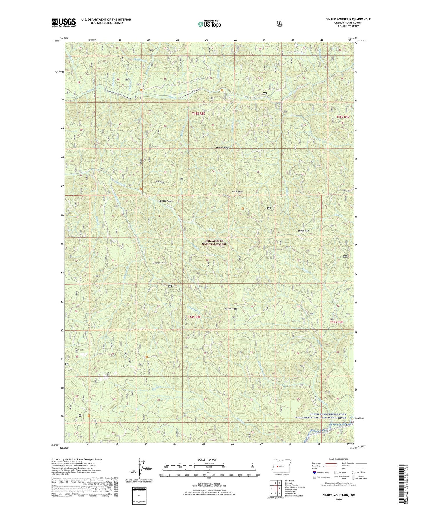 Sinker Mountain Oregon US Topo Map Image