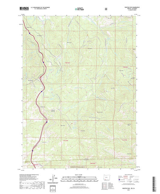 Siskiyou Pass Oregon US Topo Map Image