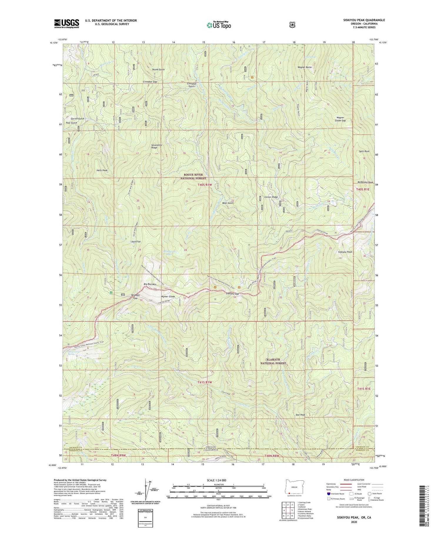 Siskiyou Peak Oregon US Topo Map Image