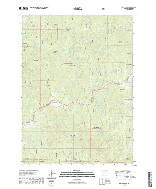 Siskiyou Peak Oregon US Topo Map Image