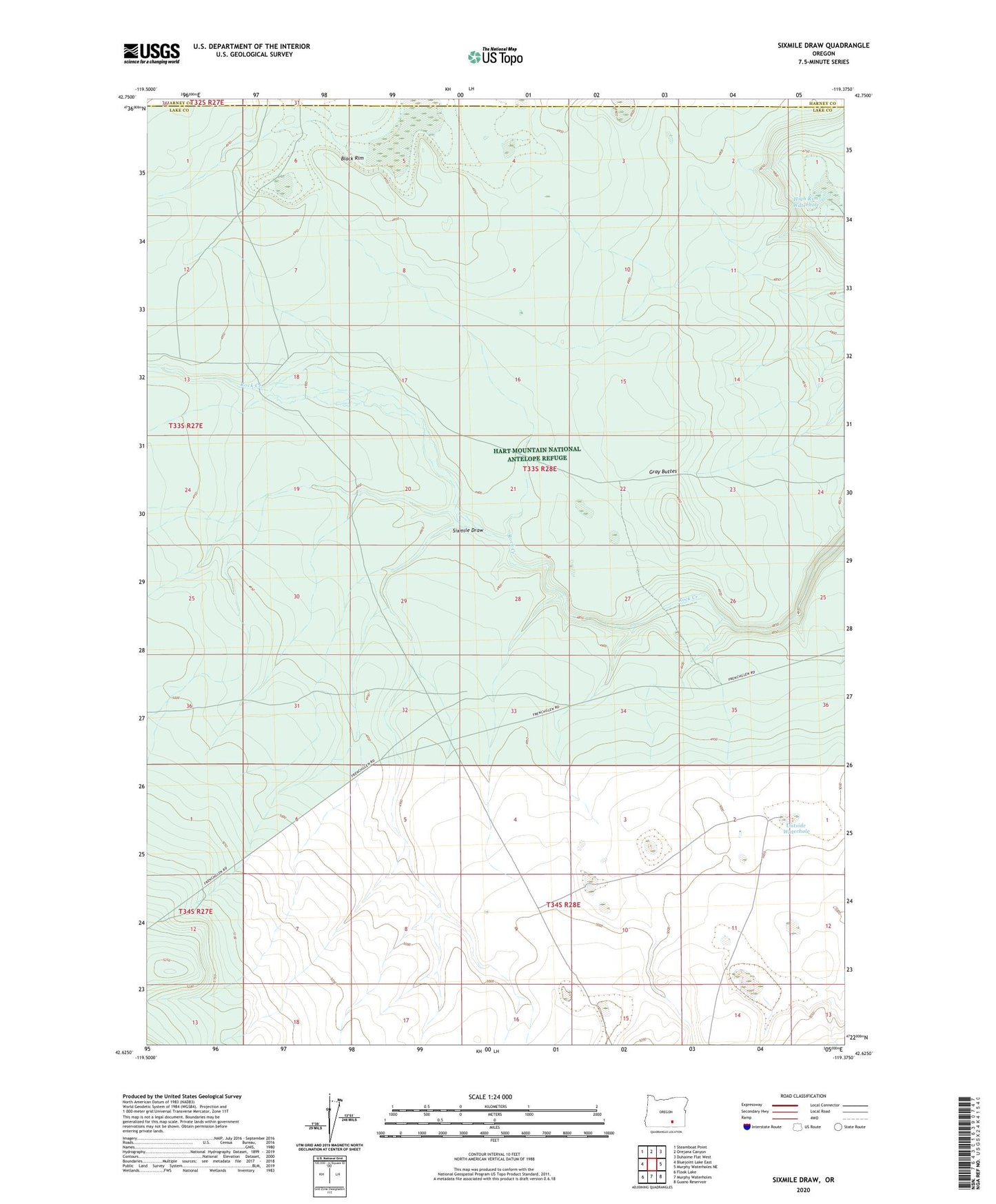 Sixmile Draw Oregon US Topo Map Image