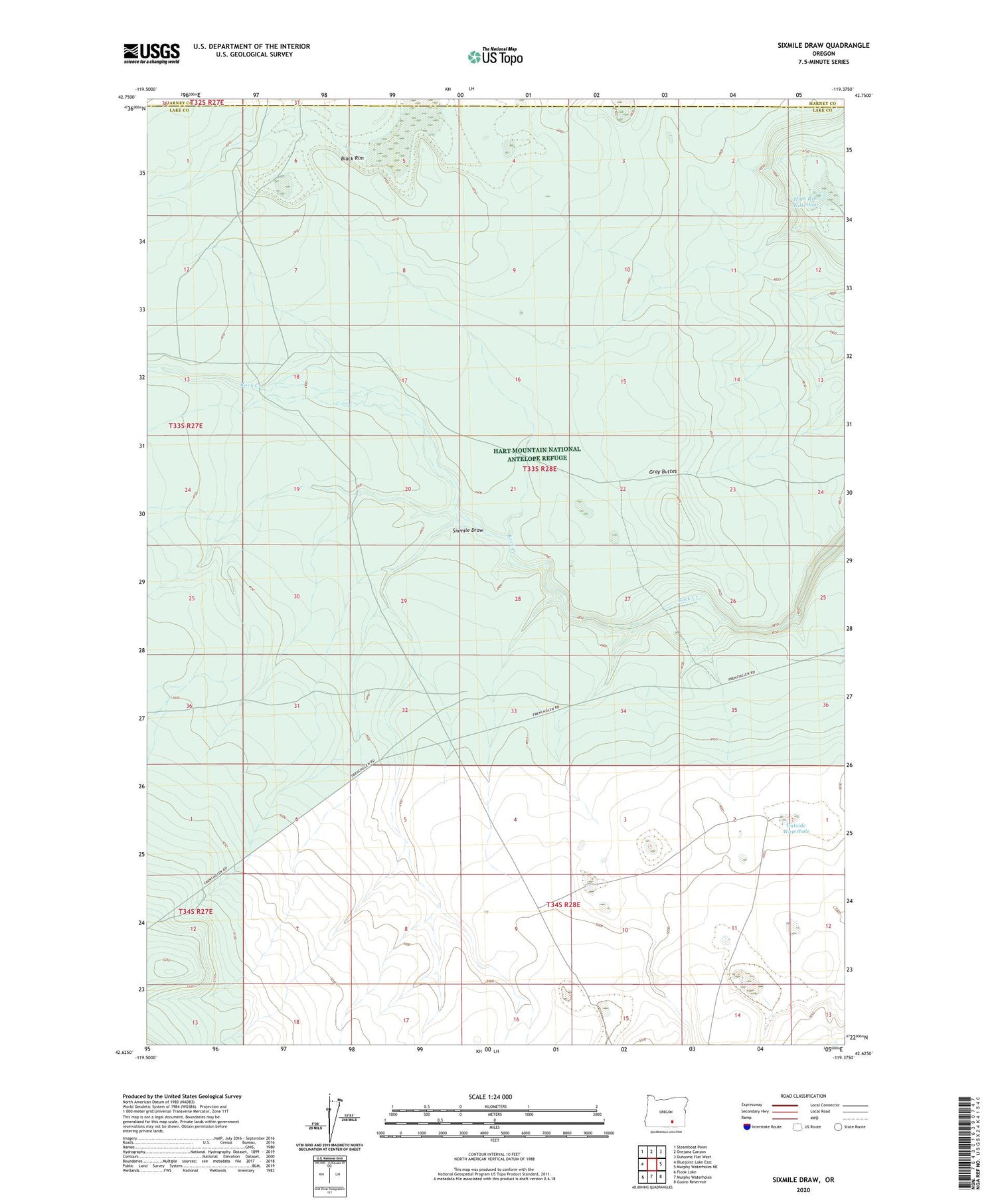 Sixmile Draw Oregon US Topo Map Image