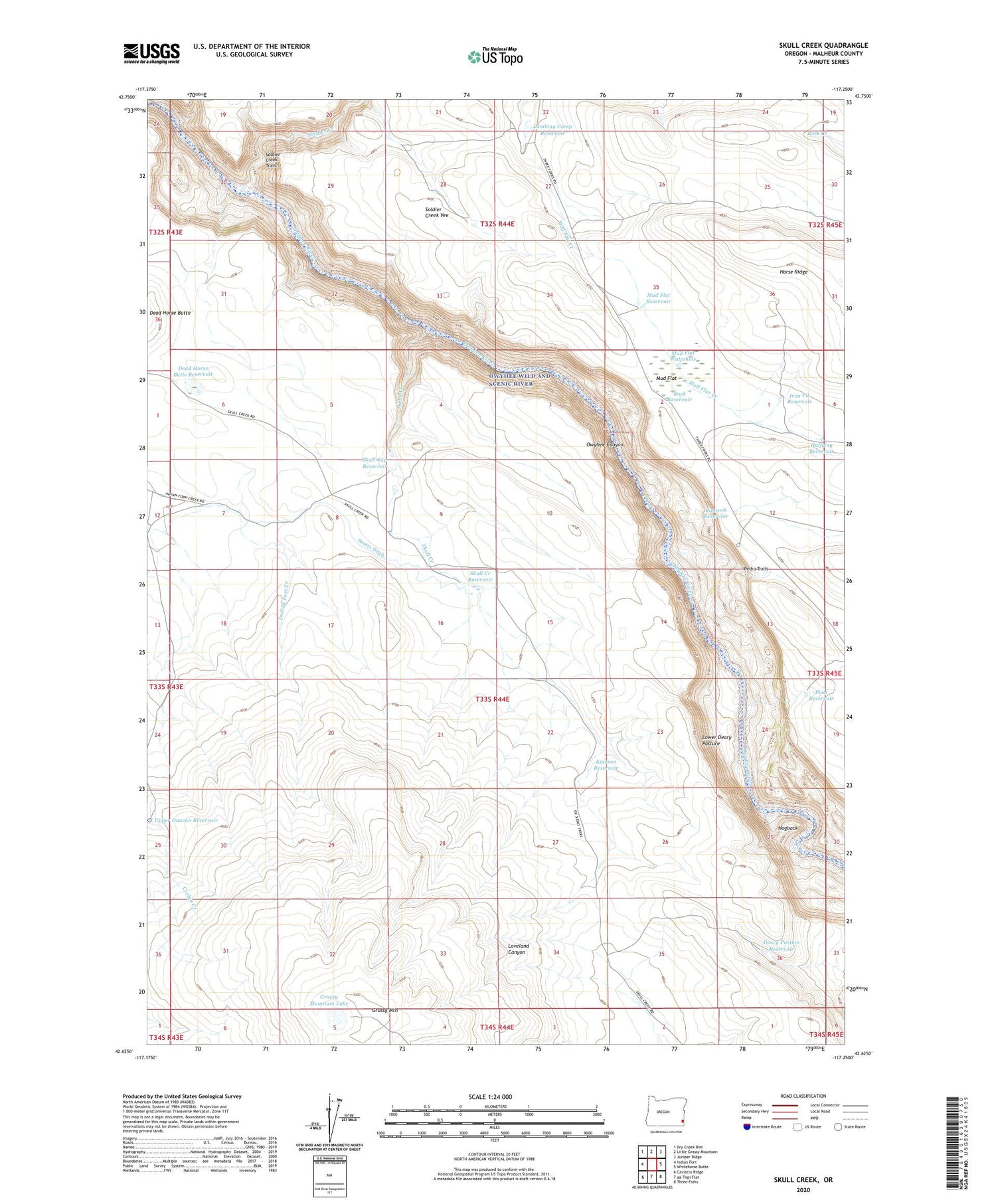 Skull Creek Oregon US Topo Map Image