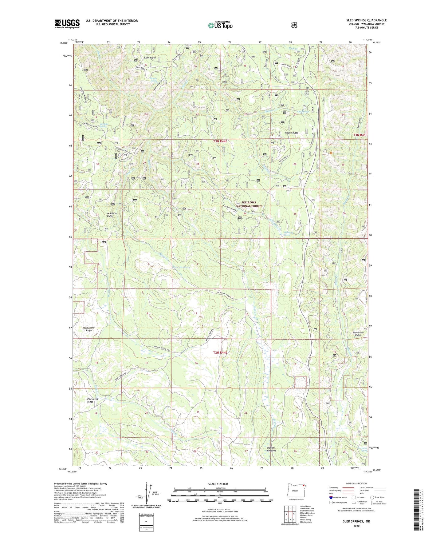 Sled Springs Oregon US Topo Map Image