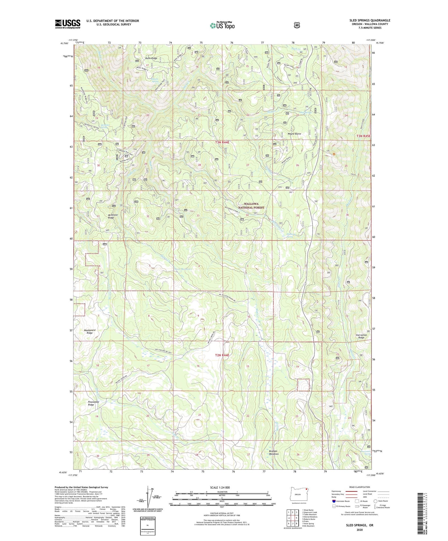 Sled Springs Oregon US Topo Map Image