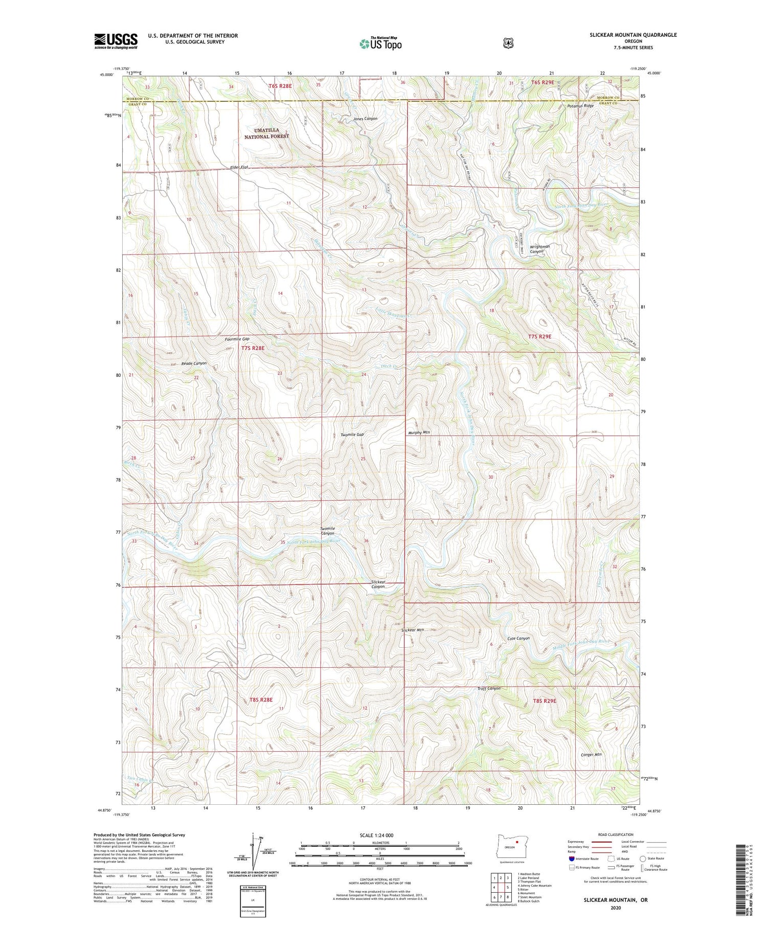 Slickear Mountain Oregon US Topo Map Image