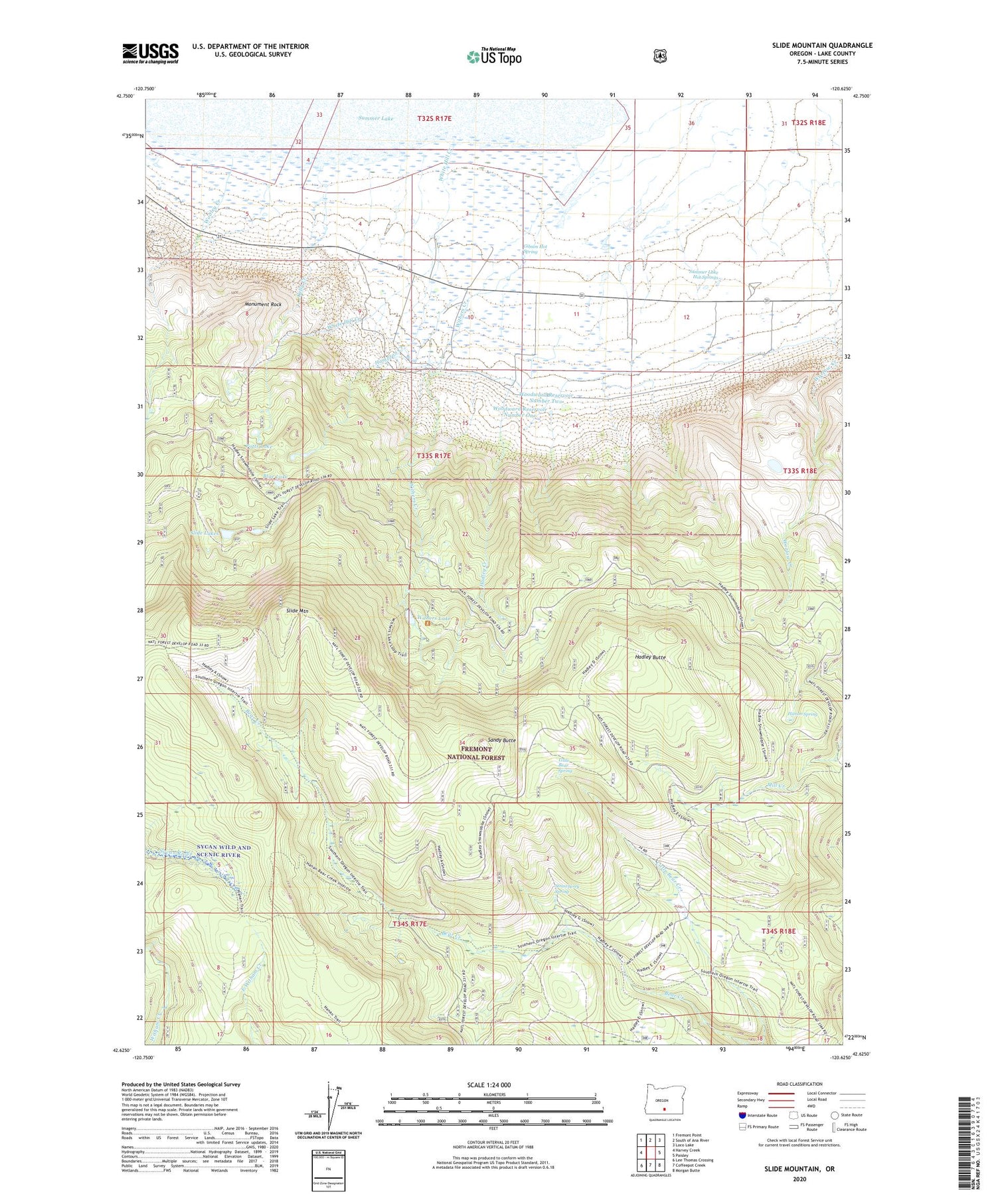 Slide Mountain Oregon US Topo Map Image