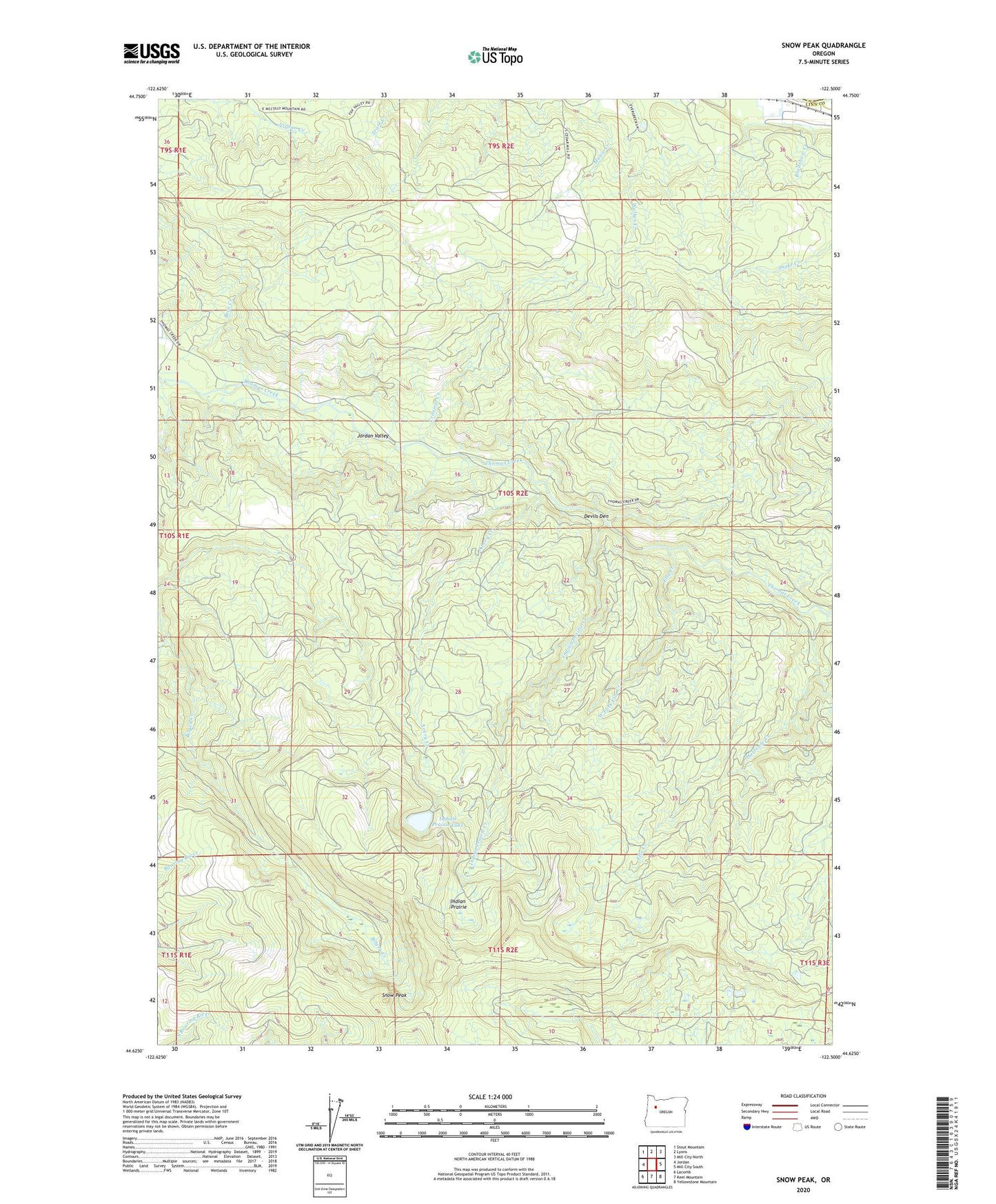Snow Peak Oregon US Topo Map Image
