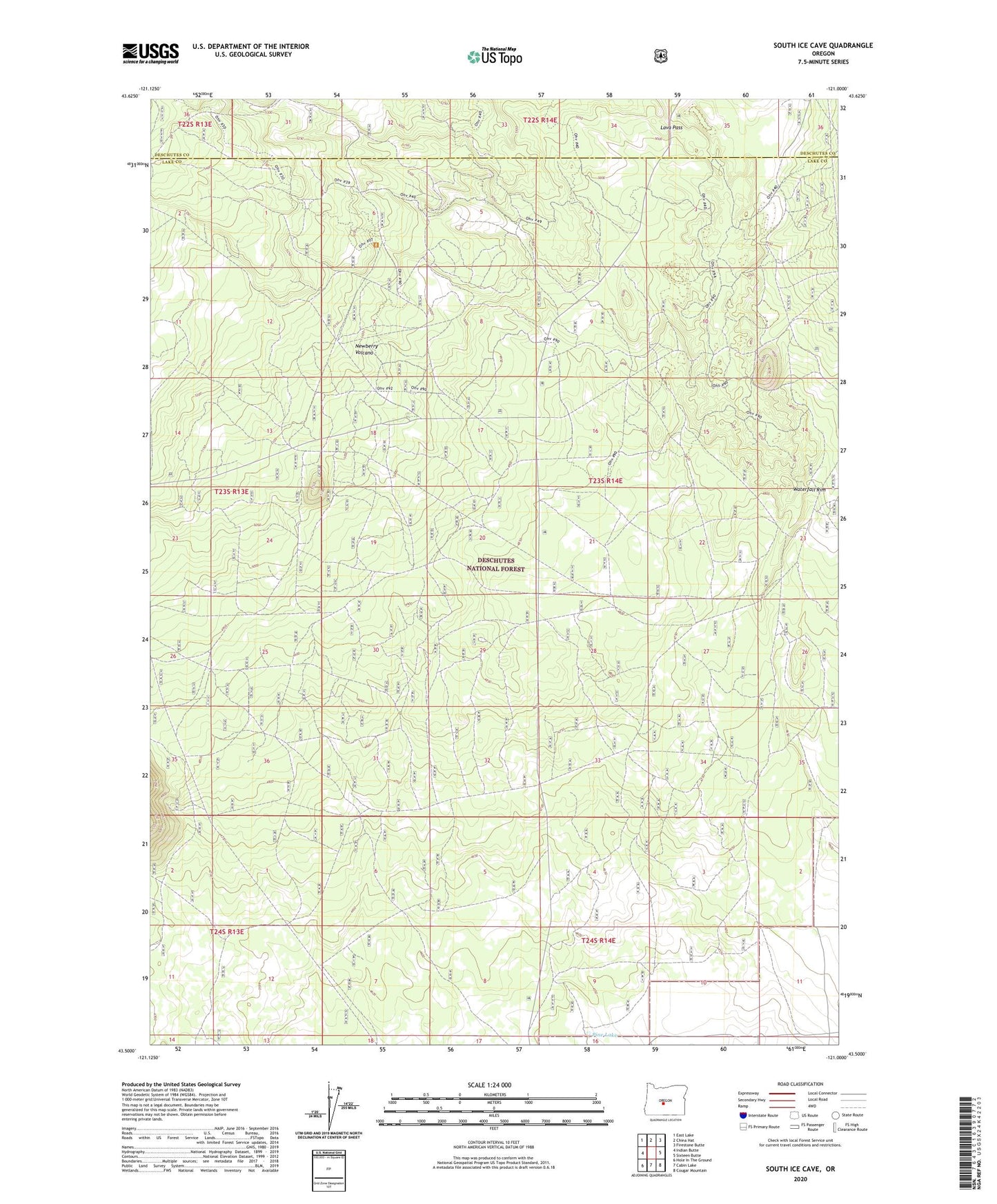 South Ice Cave Oregon US Topo Map Image