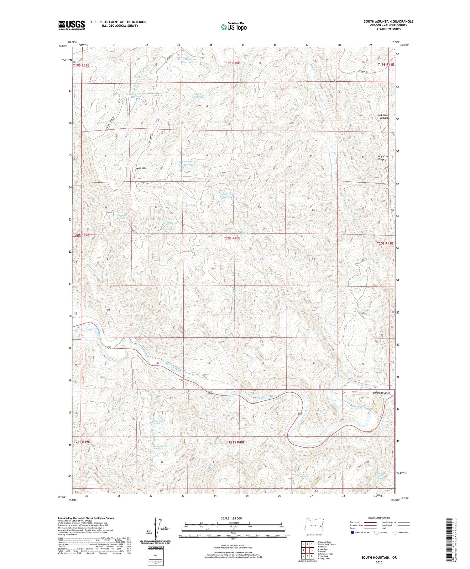 South Mountain Oregon US Topo Map Image
