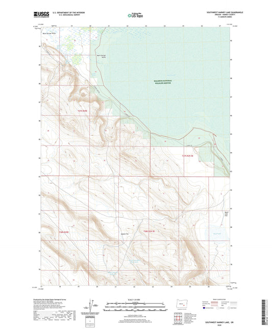 Southwest Harney Lake Oregon US Topo Map Image