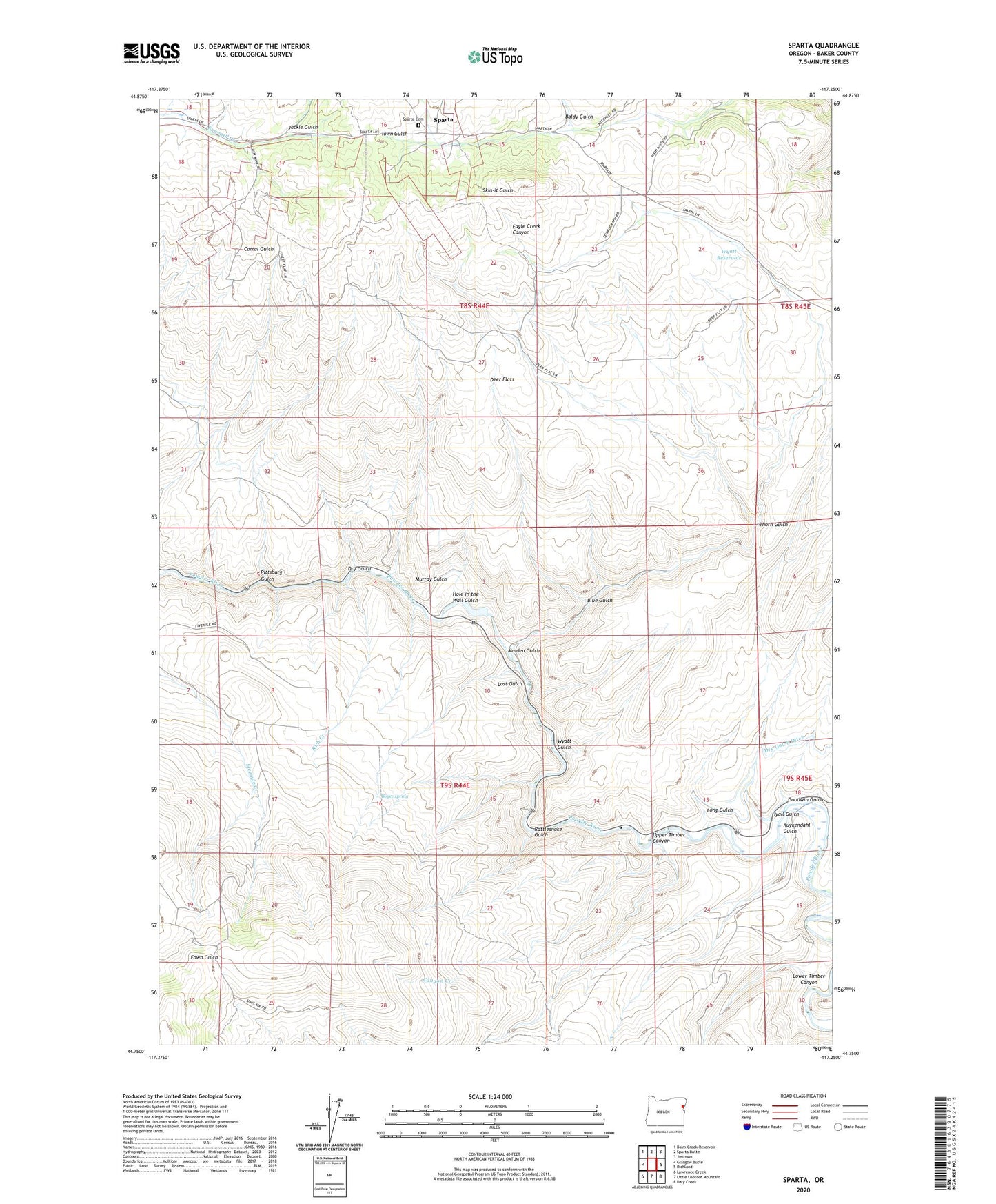 Sparta Oregon US Topo Map Image