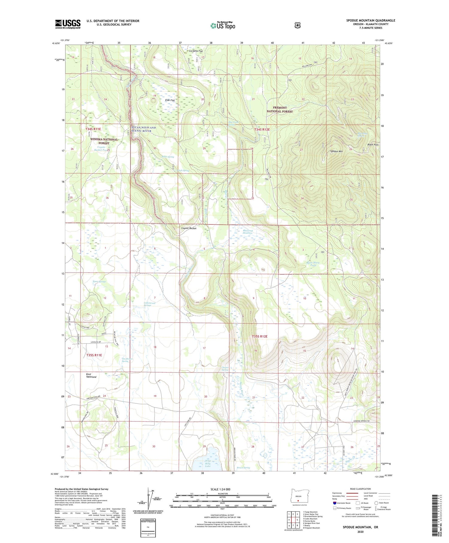 Spodue Mountain Oregon US Topo Map Image