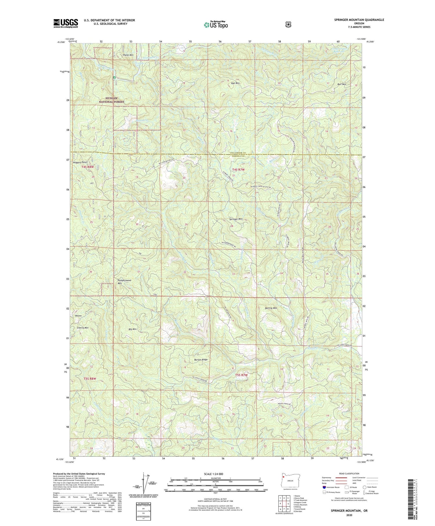 Springer Mountain Oregon US Topo Map Image