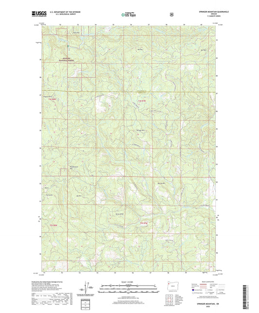 Springer Mountain Oregon US Topo Map Image