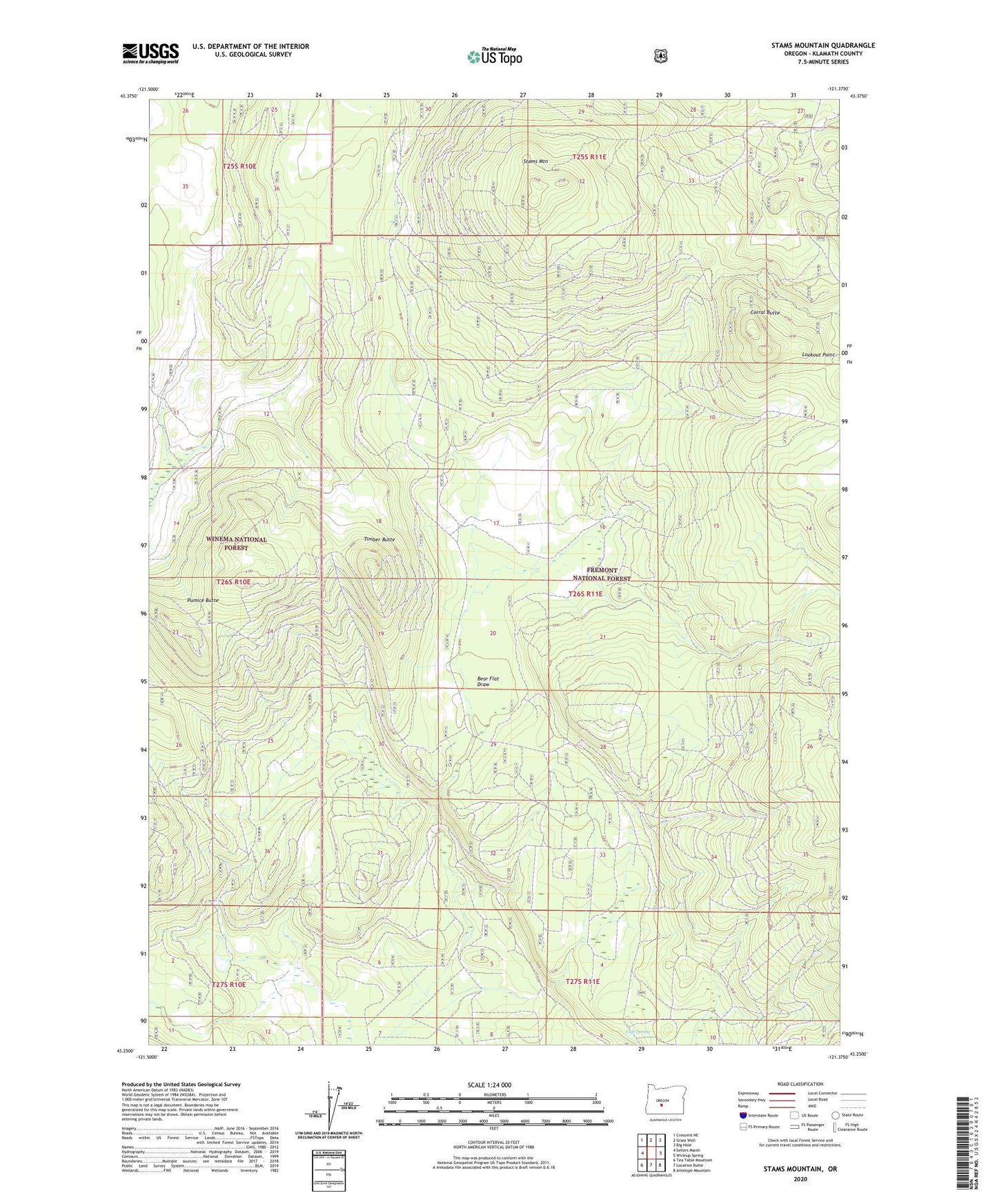 Stams Mountain Oregon US Topo Map Image