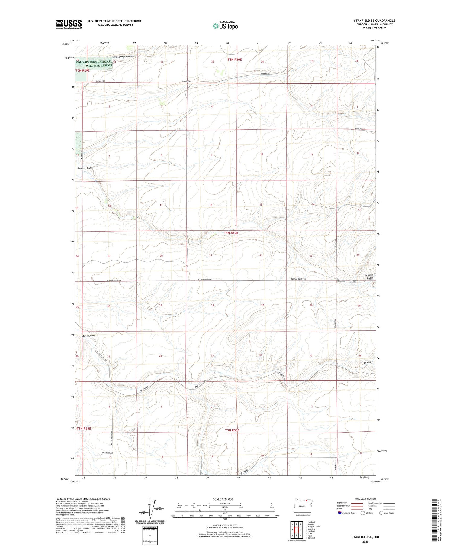 Stanfield SE Oregon US Topo Map Image