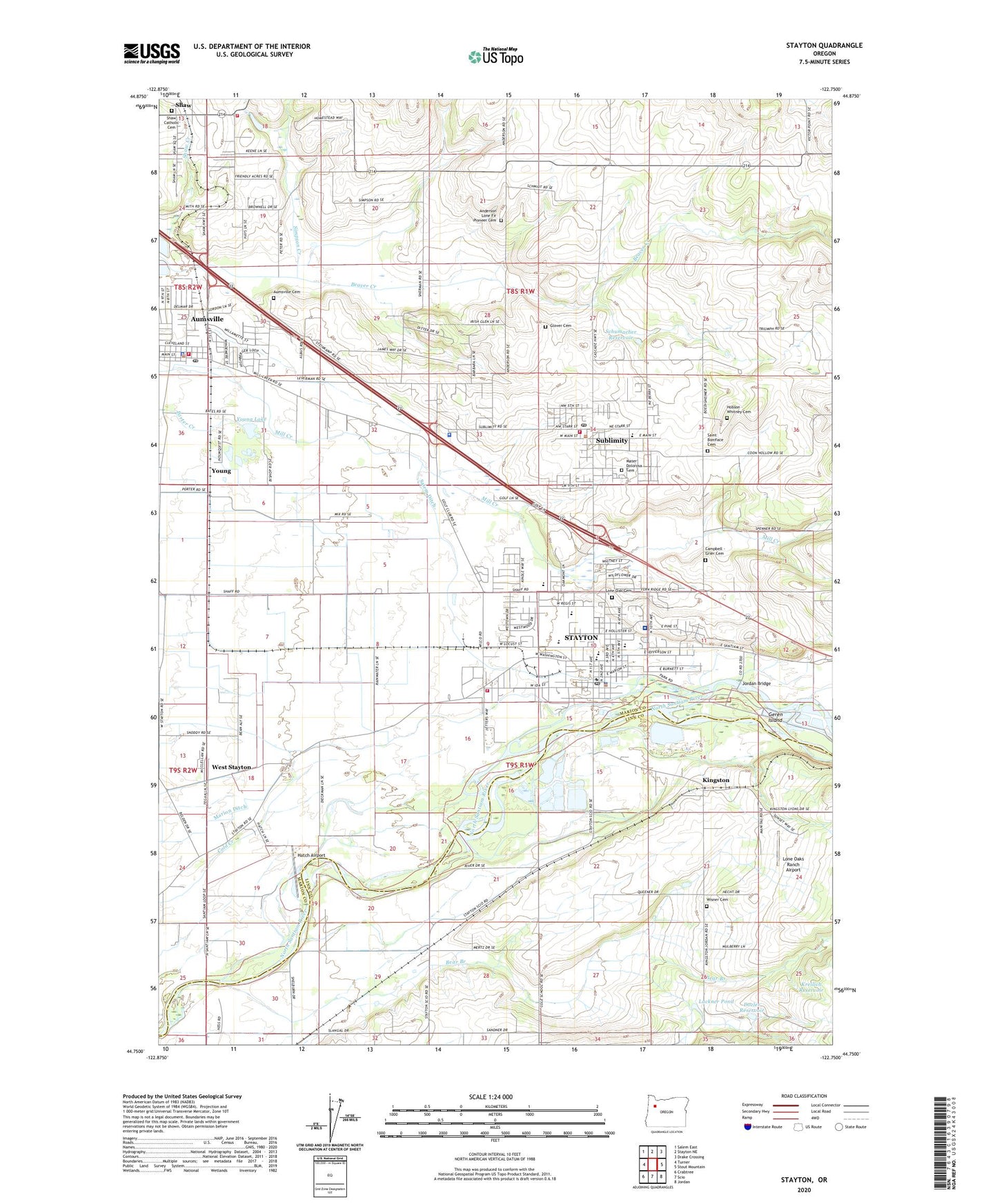 Stayton Oregon US Topo Map Image