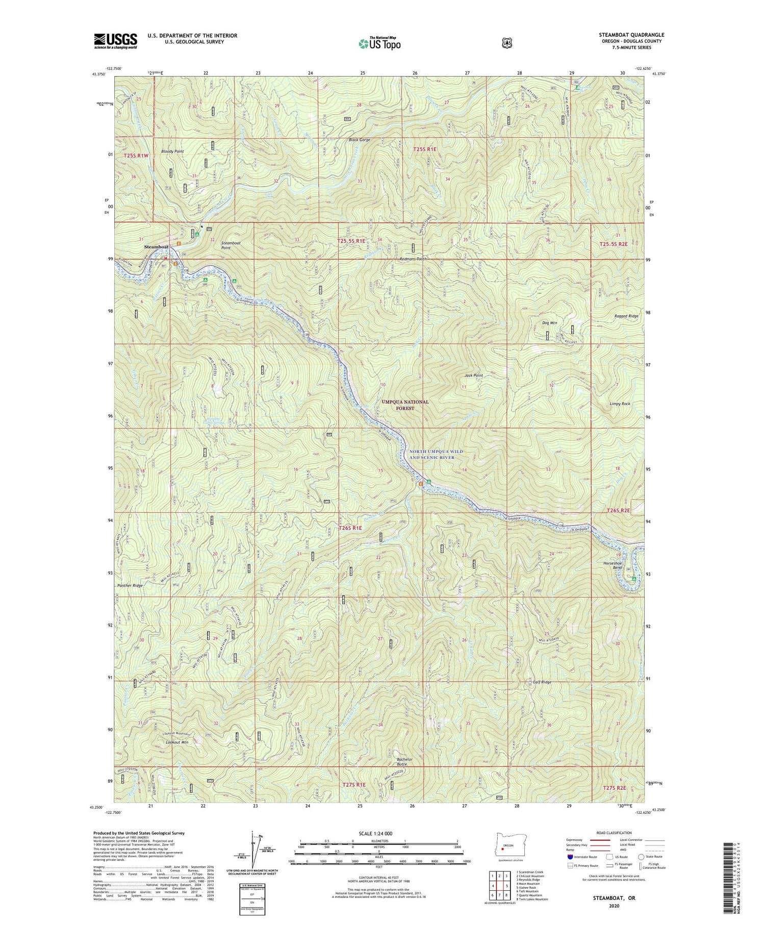 Steamboat Oregon US Topo Map Image