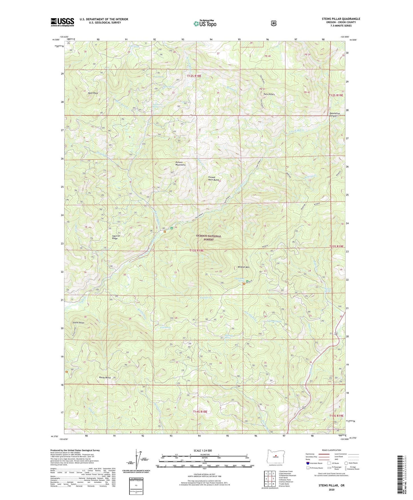 Steins Pillar Oregon US Topo Map Image