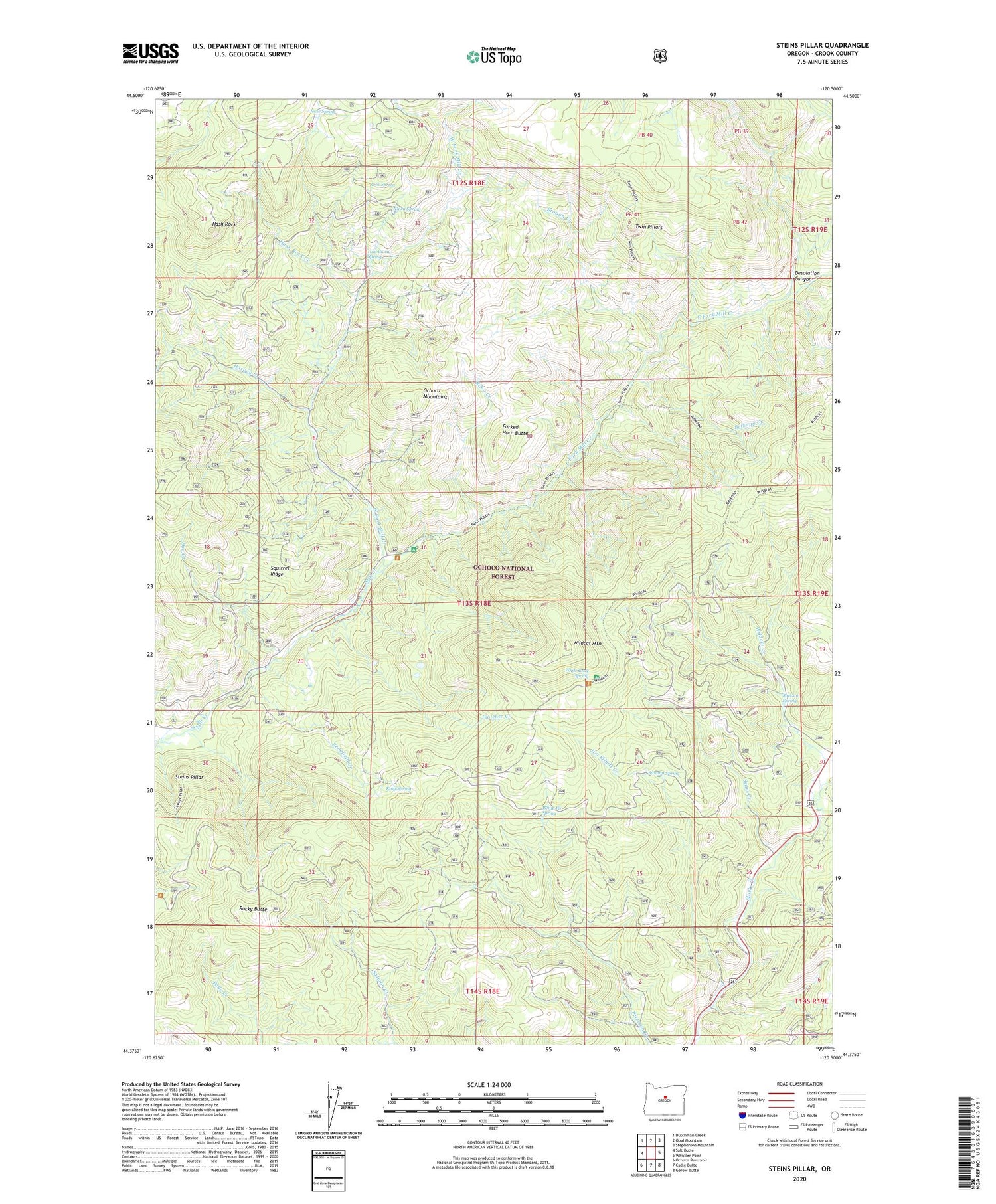 Steins Pillar Oregon US Topo Map Image