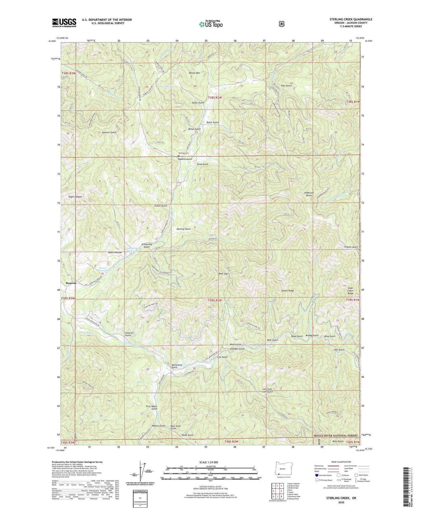 Sterling Creek Oregon US Topo Map Image