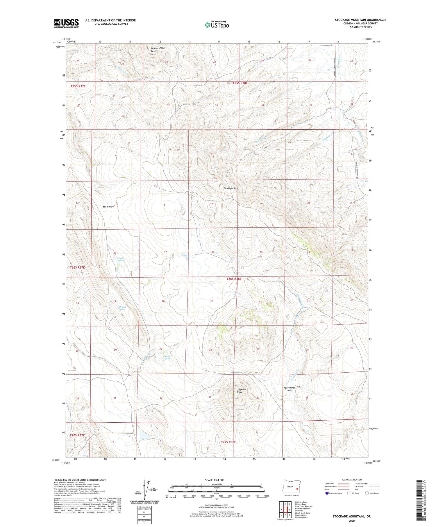 Stockade Mountain Oregon US Topo Map Image