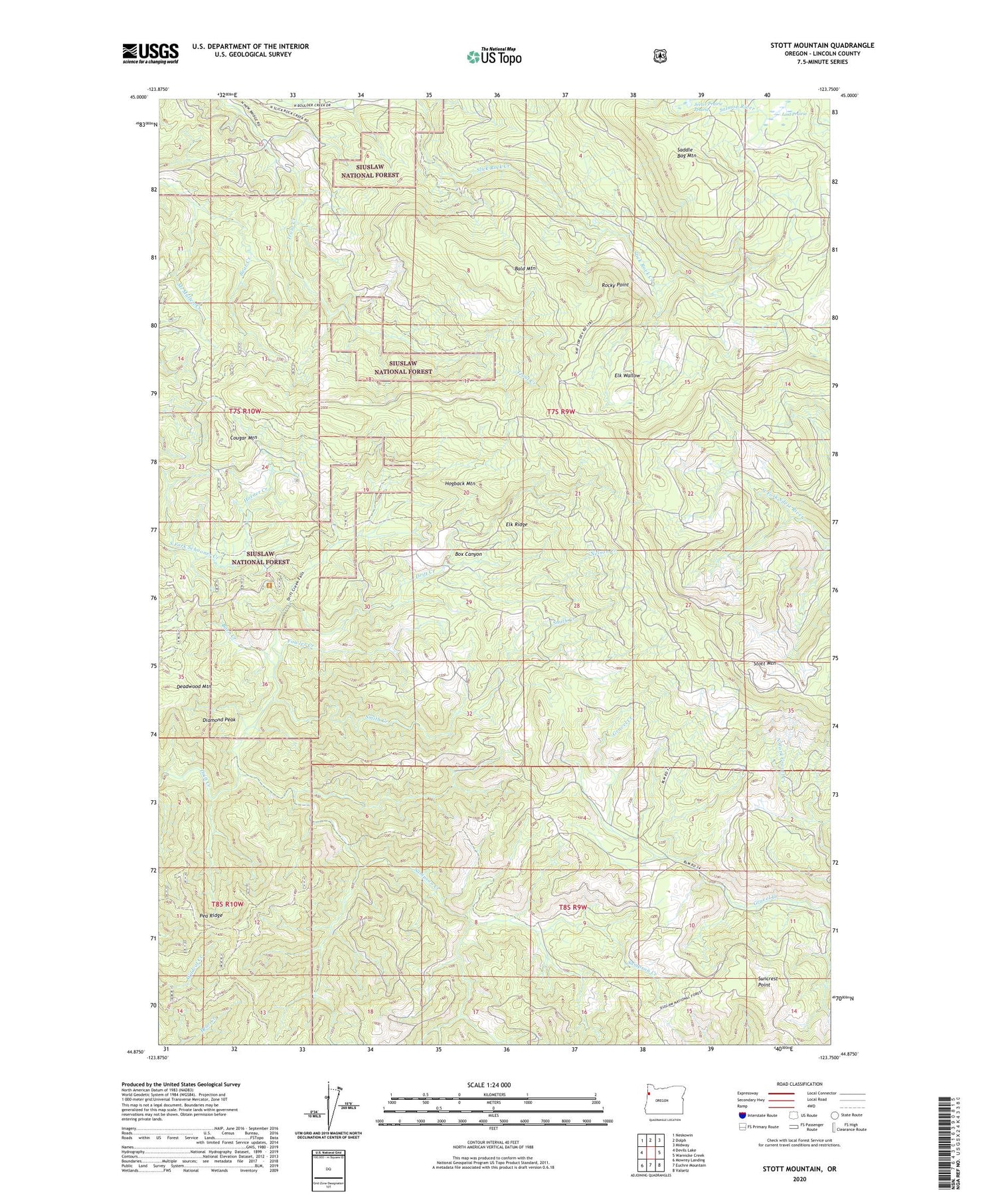Stott Mountain Oregon US Topo Map Image