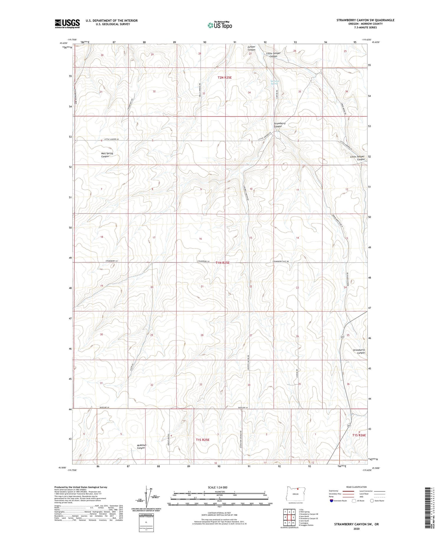 Strawberry Canyon SW Oregon US Topo Map Image